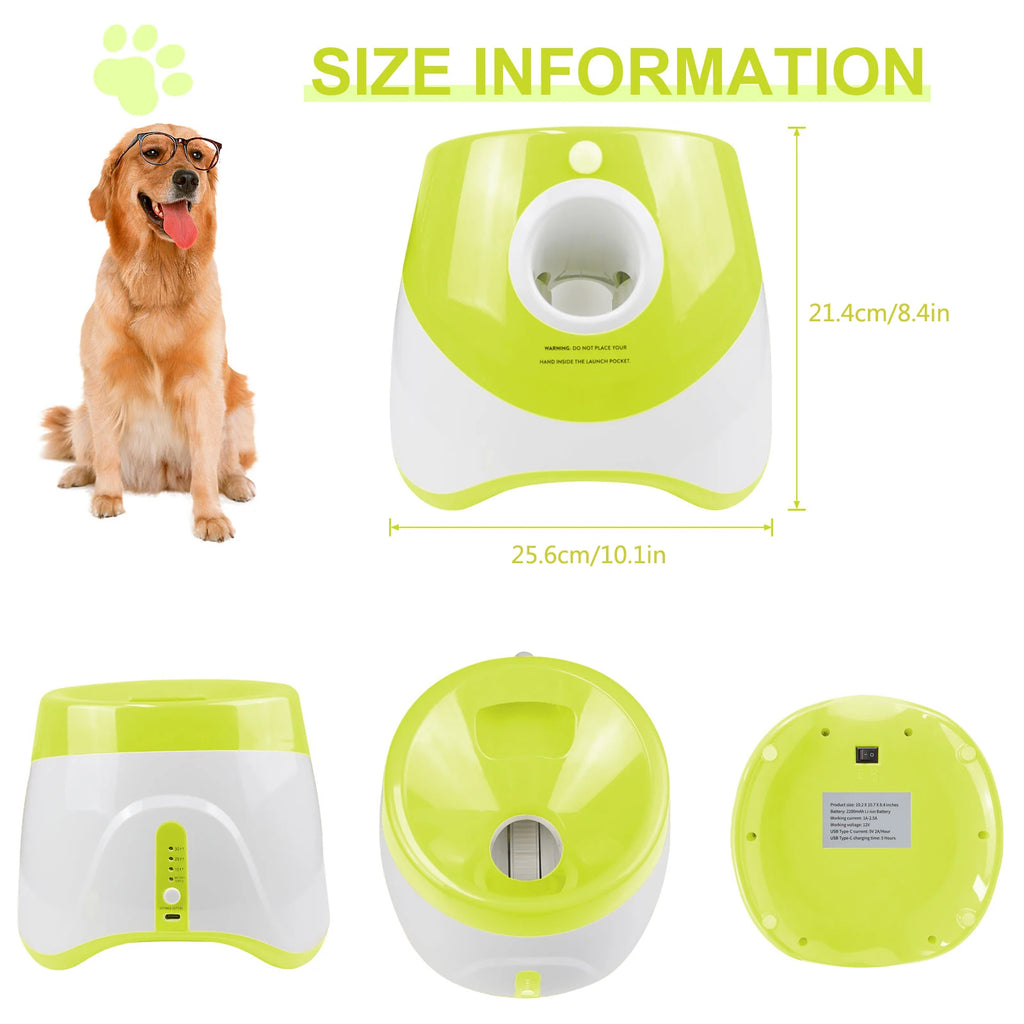 Lanzador Automático de Pelotas para Perros Pequeños, Recargable, Lanza Pelotas de Tenis, 3 Distancias, Juguete Interactivo para Mascotas