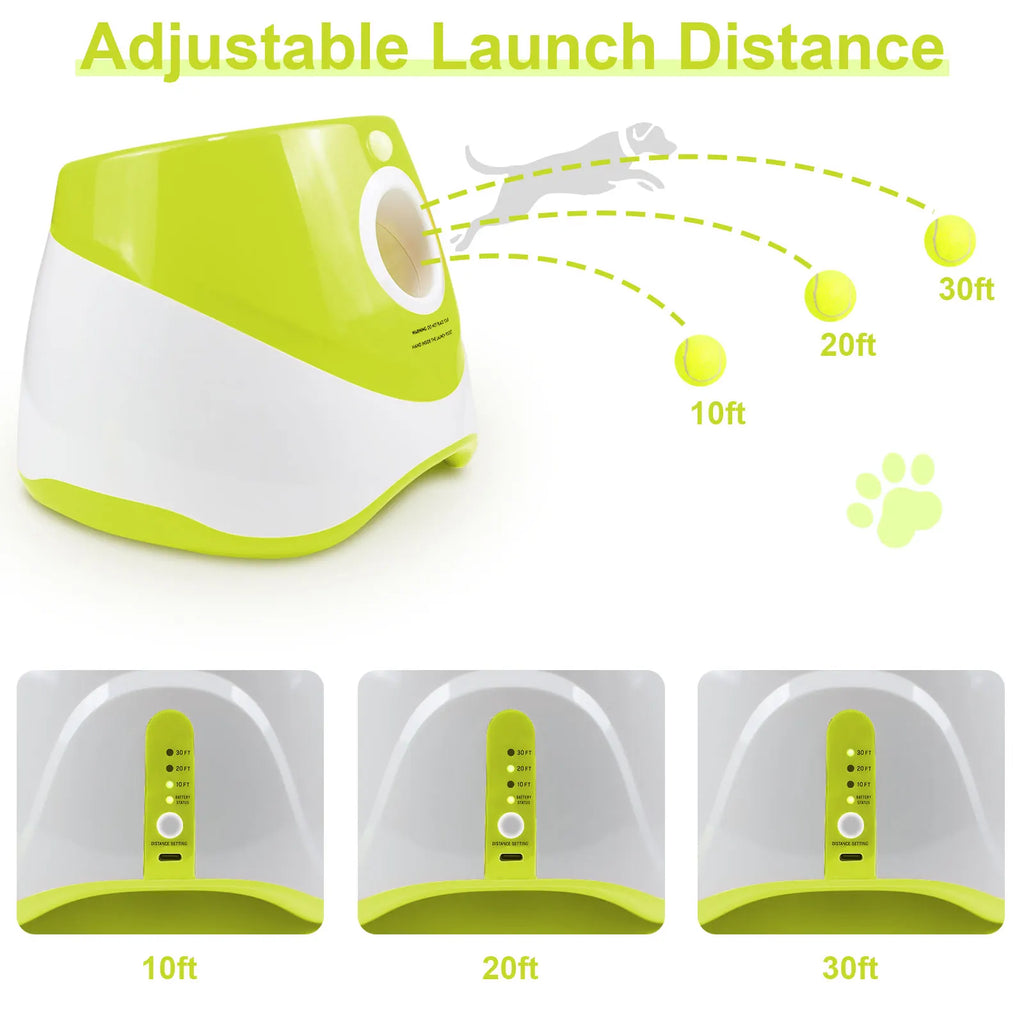 Lanzador Automático de Pelotas para Perros Pequeños, Recargable, Lanza Pelotas de Tenis, 3 Distancias, Juguete Interactivo para Mascotas