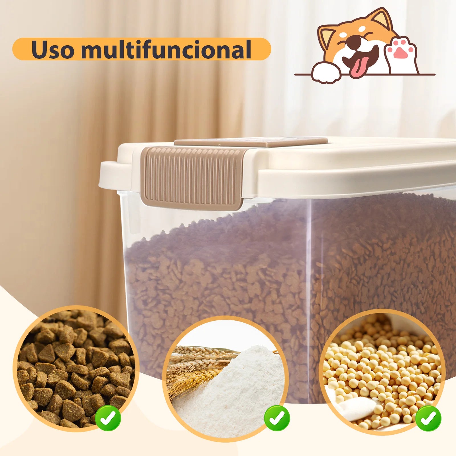 Nobleza Contenedor de Pienso para Mascotas 20L/40L, con Ruedas, Tapa Abatible, Cuchara y Marcador de Fecha, Caja Hermética Transparente para Perros y Gatos