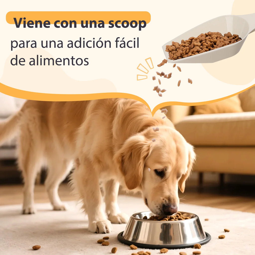 Nobleza Contenedor de Pienso para Mascotas 20L/40L, con Ruedas, Tapa Abatible, Cuchara y Marcador de Fecha, Caja Hermética Transparente para Perros y Gatos