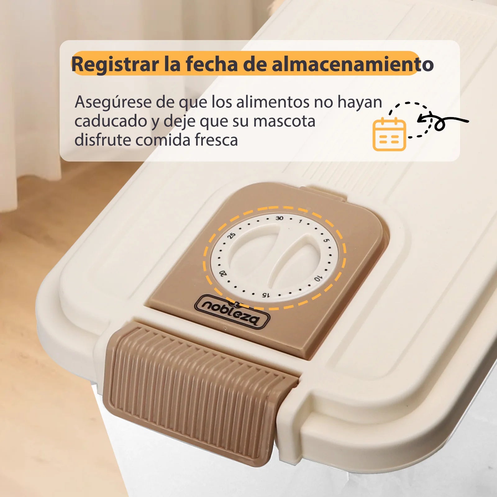 Nobleza Contenedor de Pienso para Mascotas 20L/40L, con Ruedas, Tapa Abatible, Cuchara y Marcador de Fecha, Caja Hermética Transparente para Perros y Gatos