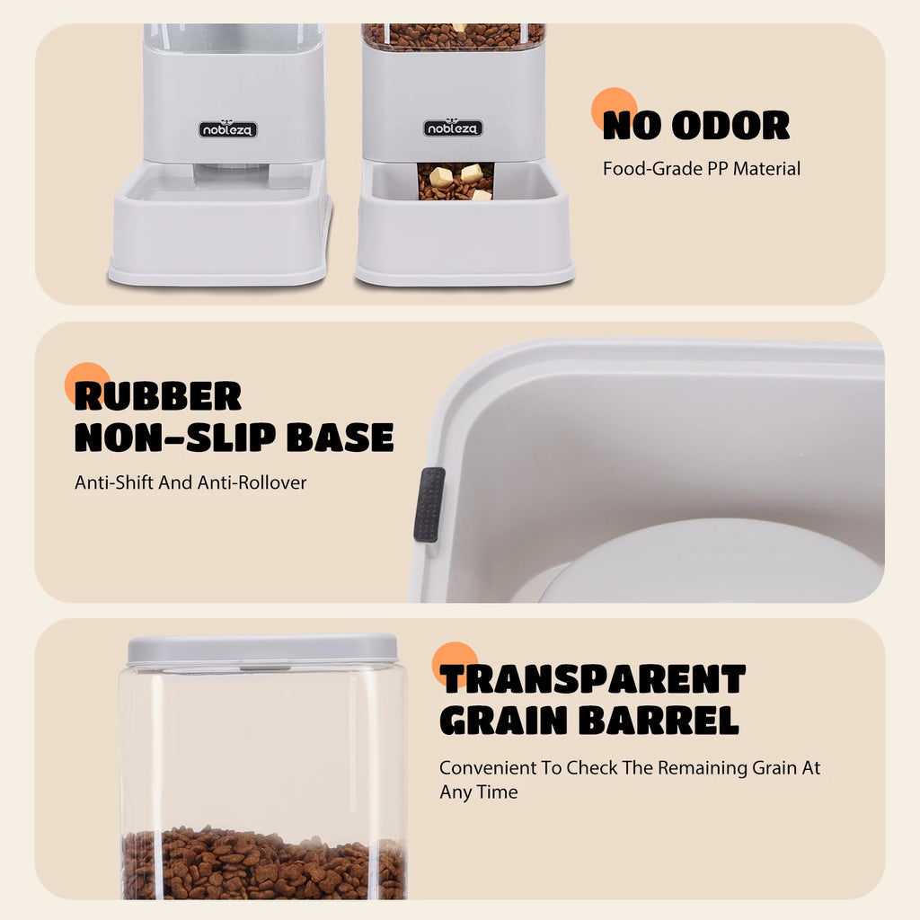 Nobleza Comedero Automático y Bebedero Gatos Perros, Dispensador Comida Gatos y Perros 3.8 L, para Perros y Gatos pequeños y medianos, Pack 2 Unidades