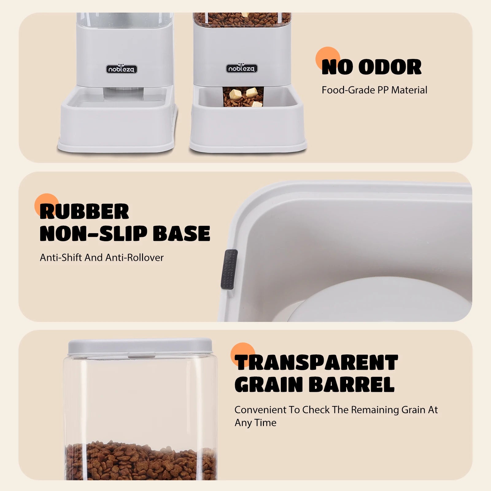 Nobleza Comedero Automático y Bebedero Gatos Perros, Dispensador Comida Gatos y Perros 3.8 L, para Perros y Gatos pequeños y medianos, Pack 2 Unidades