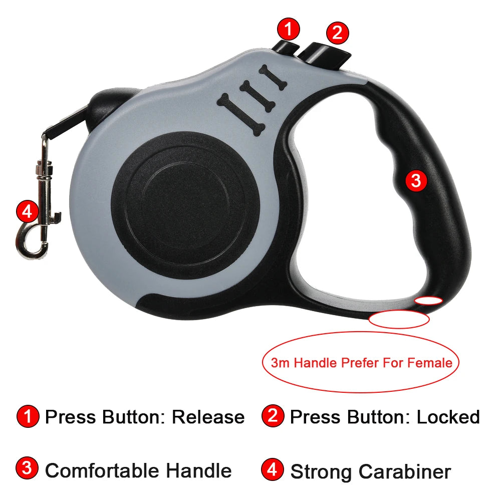 Correa Retráctil para Perros | 3m y 5m Nailon Resistente