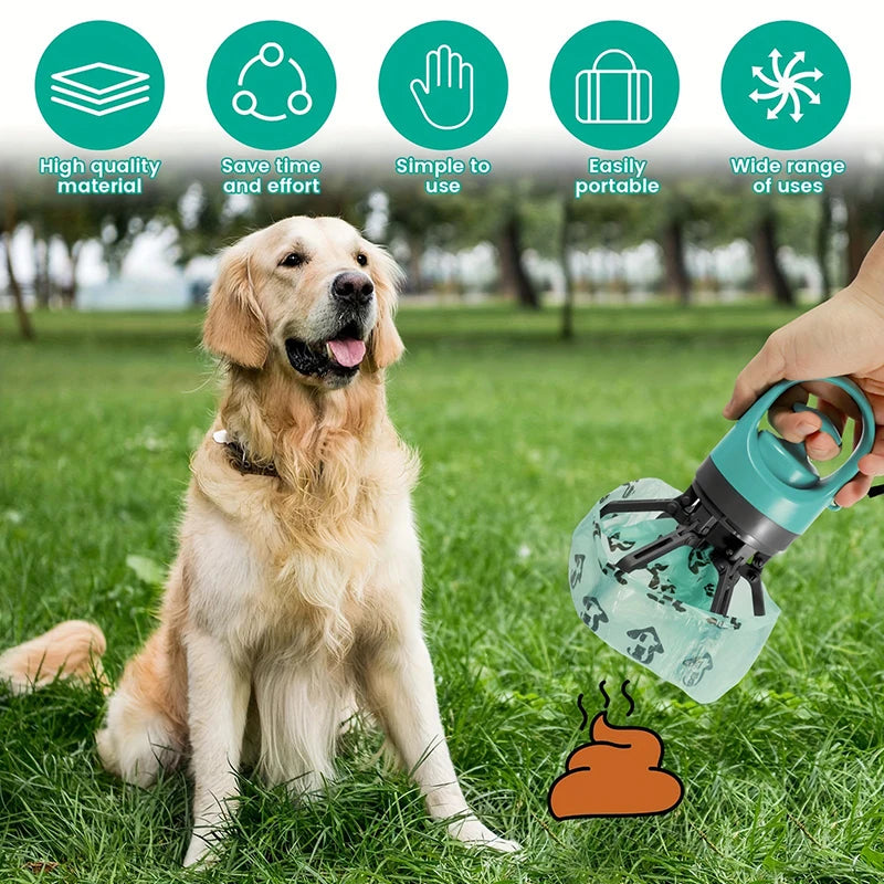 Recogedor portátil para excrementos de perros, limpiador para recoger residuos de mascotas al aire libre, bolsa de basura integrada, recogedor de excrementos de mascotas de mano, diseño sin contacto