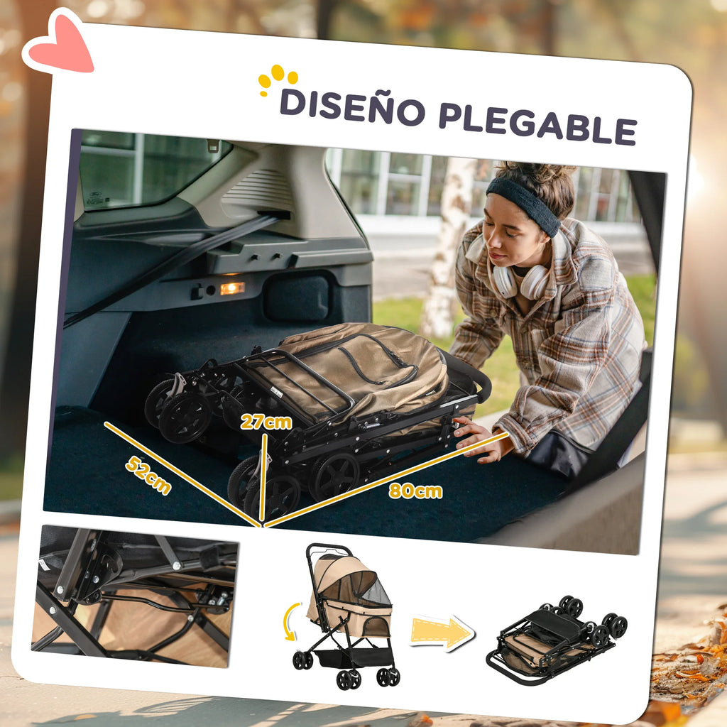 PawHut Cochecito para Perros Plegable con Ruedas Universales