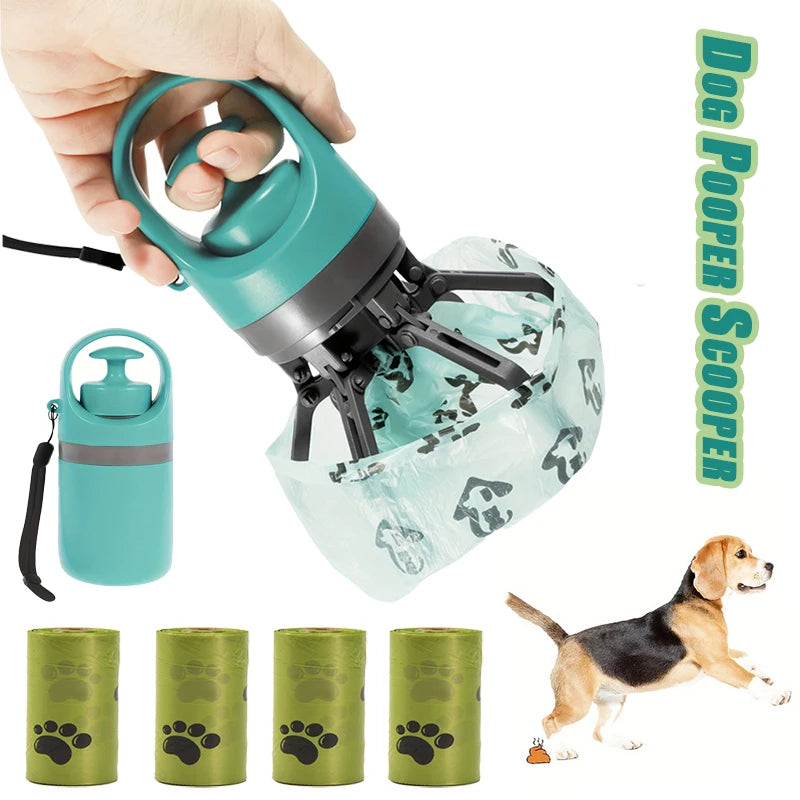 Recogedor portátil para excrementos de perros, limpiador para recoger residuos de mascotas al aire libre, bolsa de basura integrada, recogedor de excrementos de mascotas de mano, diseño sin contacto