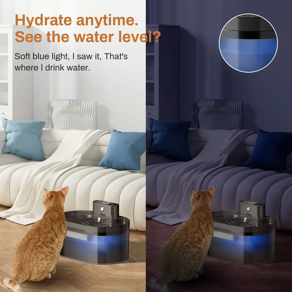 Fuente de beber automática para gatos y perros, dispositivo silencioso con carga de pasarela, inducción, 2,2 L