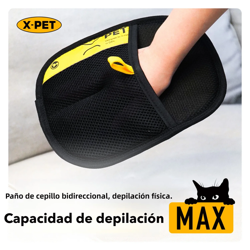 Guantes para quitar el pelo de mascotas electrostáticos para perros gatos, guantes de aseo lavables reutilizables con cepillo rodillo de pelusa 2 en 1 - Seguro No-T