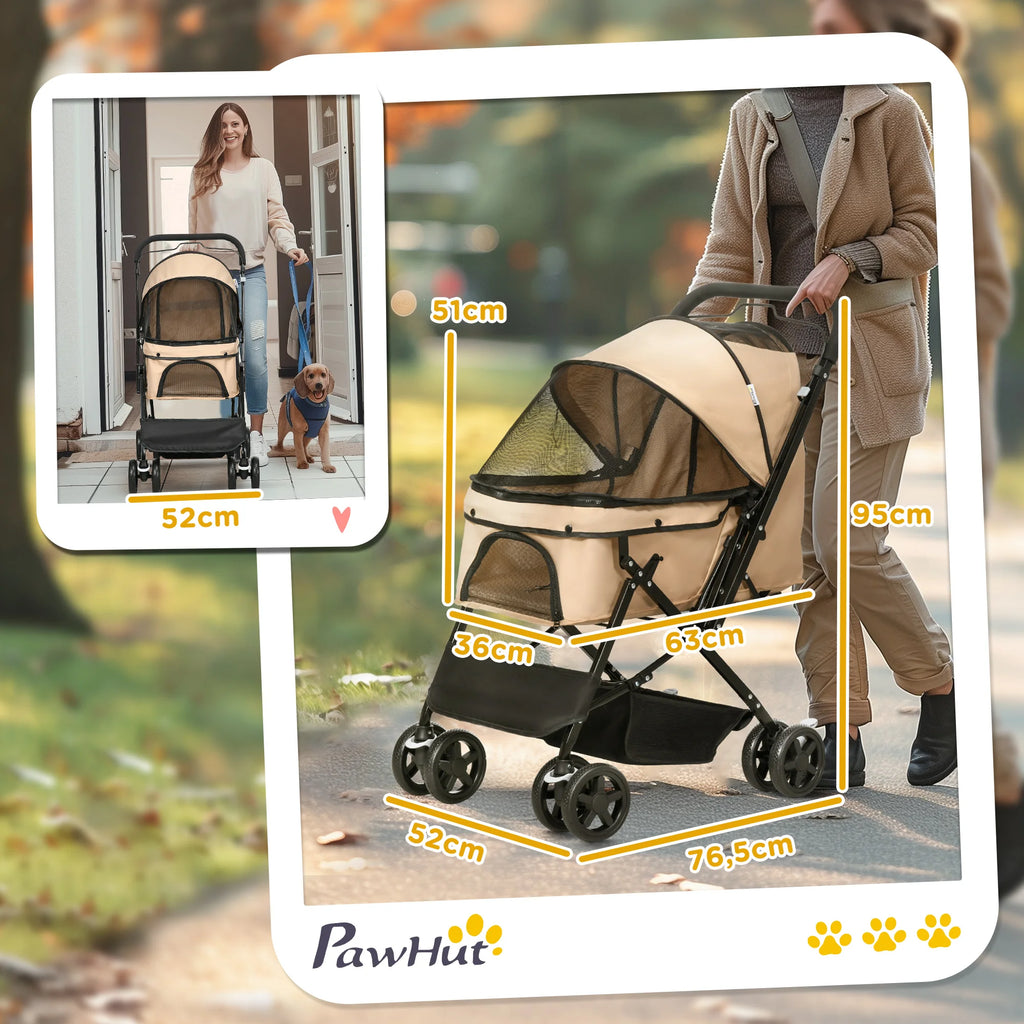 PawHut Cochecito para Perros Plegable con Ruedas Universales
