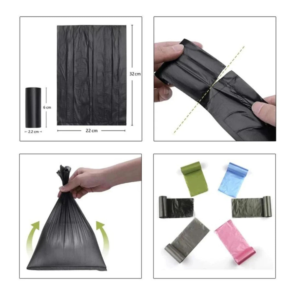 KROWN - Bolsas Para Caca De Perro de 150/300/600/900/1200/1500 Bolsa Multicolor o Negro Caca Bolsa Para Perros Mascota Bolsas de Color Negro y Multicolor Para Excrementos Heces de Animales Domésticos