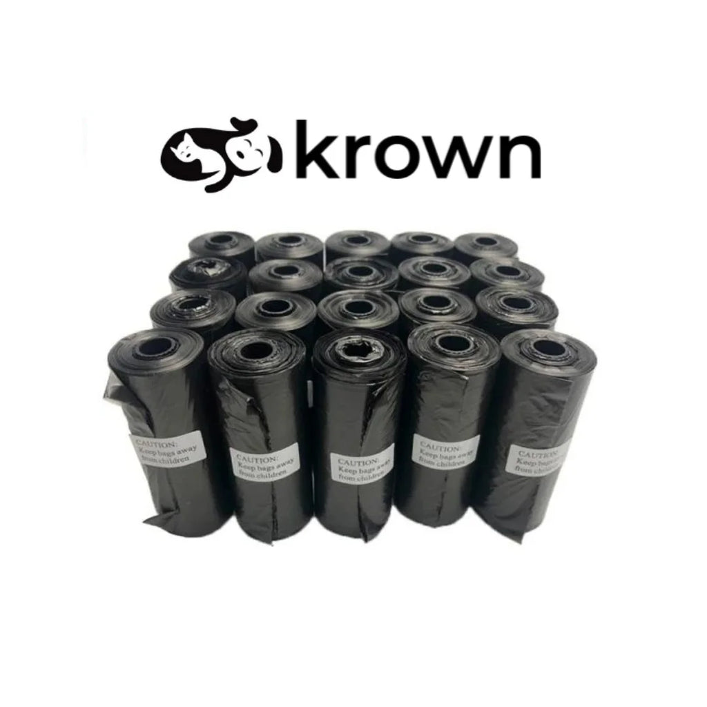 KROWN - Bolsas Para Caca De Perro de 150/300/600/900/1200/1500 Bolsa Multicolor o Negro Caca Bolsa Para Perros Mascota Bolsas de Color Negro y Multicolor Para Excrementos Heces de Animales Domésticos