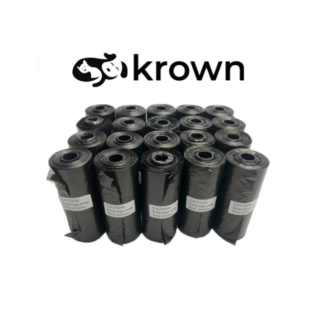 KROWN - Bolsas Para Caca De Perro de 150/300/600/900/1200/1500 Bolsa Multicolor o Negro Caca Bolsa Para Perros Mascota Bolsas de Color Negro y Multicolor Para Excrementos Heces de Animales Domésticos