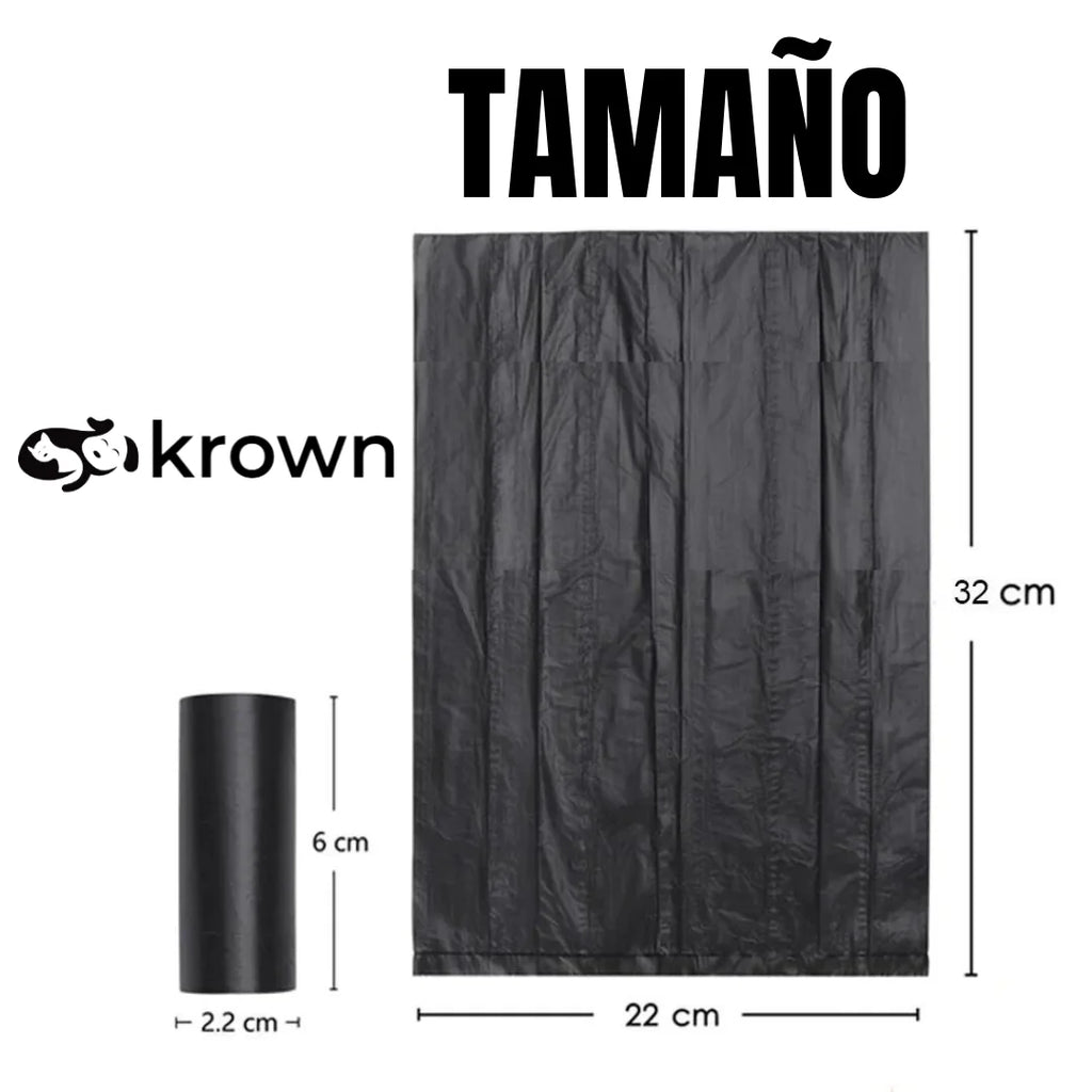 KROWN - Bolsas Para Caca De Perro de 150/300/600/900/1200/1500 Bolsa Multicolor o Negro Caca Bolsa Para Perros Mascota Bolsas de Color Negro y Multicolor Para Excrementos Heces de Animales Domésticos